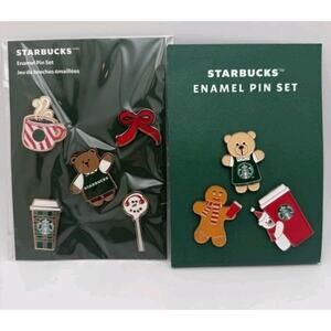 NEW Starbucks 2025 Holiday Enamel Pin Set of 2 - Coffee, Mug, Cup, Bearista